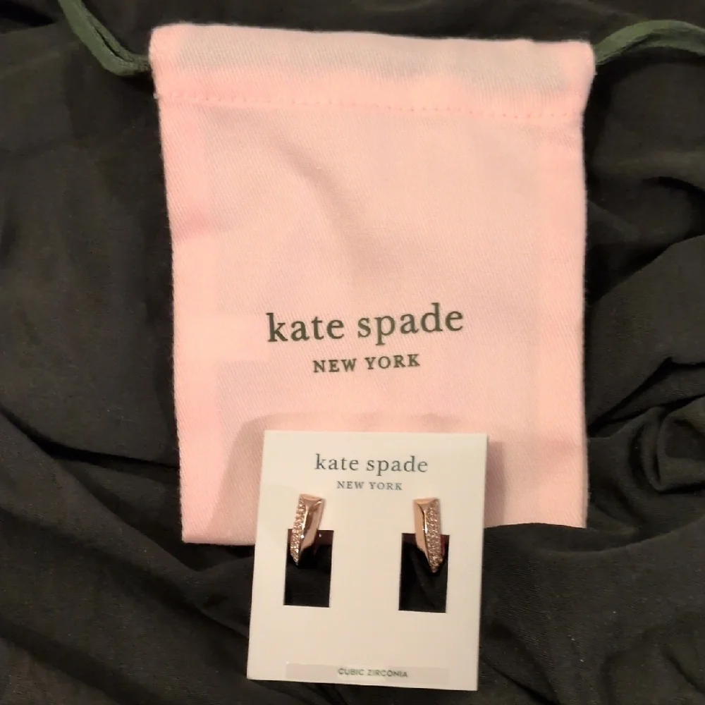 Kate Spade Rose Gold Cubic Zirconia Earringseith Dust Bag - Picture 7 of 8